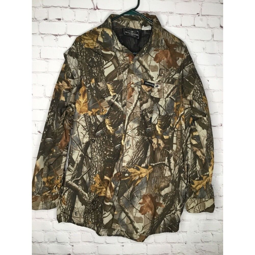 Winchester Shirt Men’s Size Large Button UpCamo Long Sleeve Hunting Vented EUC‎